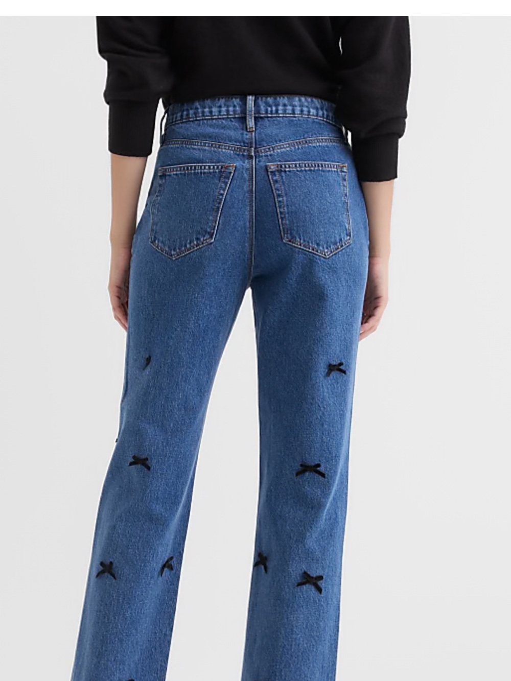 Velvet Bow High Rise Straight Jeans - Picture 2 of 3